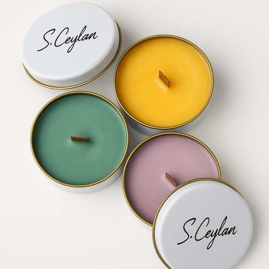 El Yapımı Mum – Ahşap Fitilli & Kokulu (Tekli Teneke Kutu)